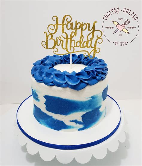 Blue Buttercream Cake Birthday Cake For Him Pastel Cakes Cake