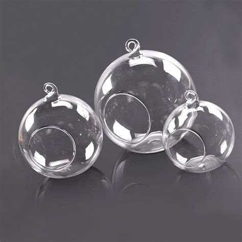 10x Clear Hanging Glass Bauble Ball Tealight Candle Holder Wedding