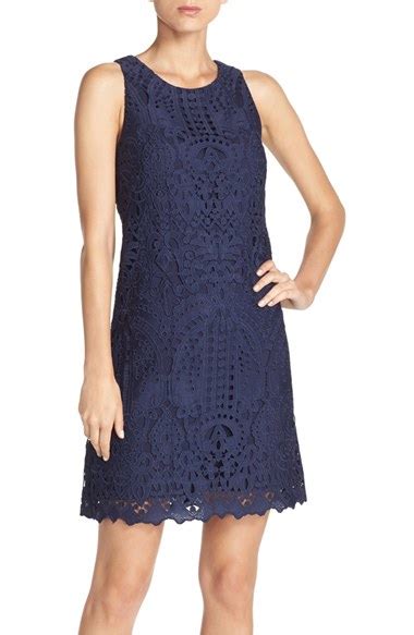 Eliza J Sleeveless Lace Shift Dress In Blue Lyst