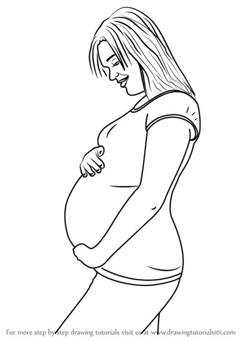 how to draw pregnant woman other people step by step