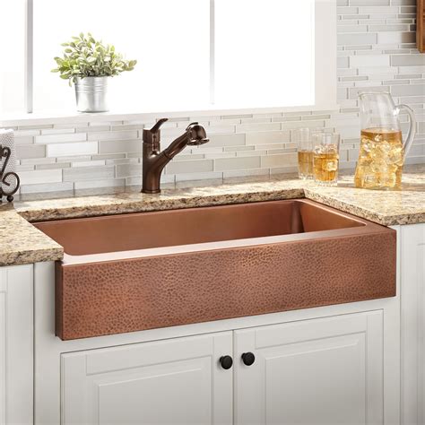 33" Vernon Hammered Copper Retrofit Farmhouse Sink - Kitchen