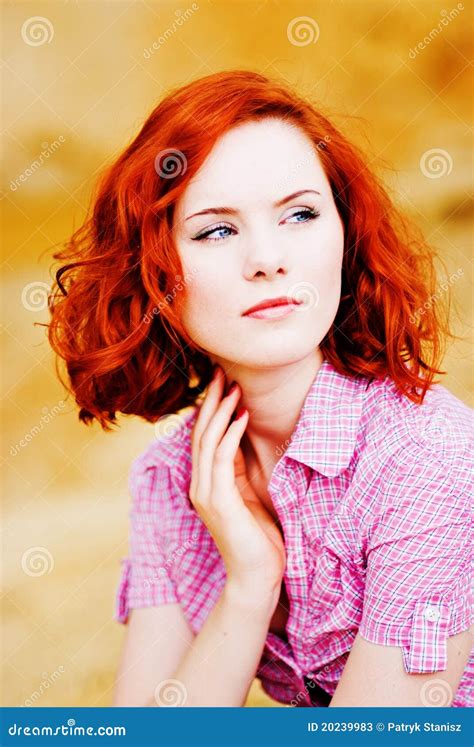 Beautiful Young Girl With Red Hair Stock Image Image Of Dress Lips