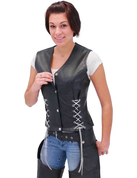 Black Leather Vest Wcustom Color Corset Lacing Vl2687llk