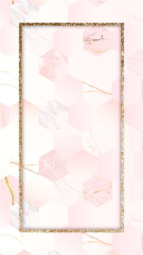 Blank Rectangle Gold Frame On Pink Background Template Vector 742