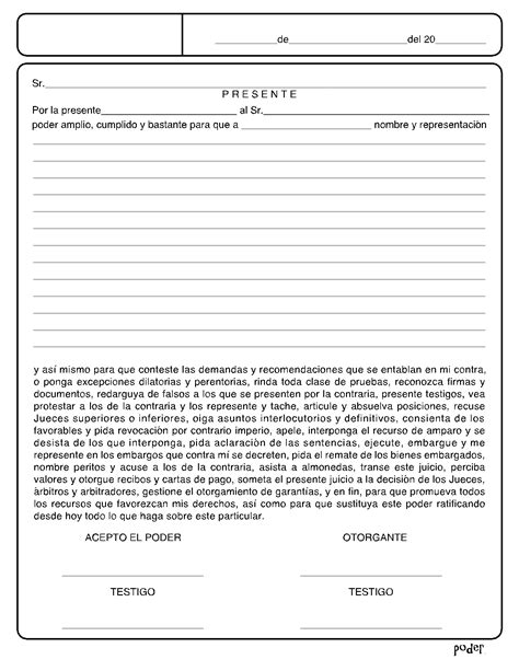 Carta Poder Simple And Printable Pdf Format Template Free