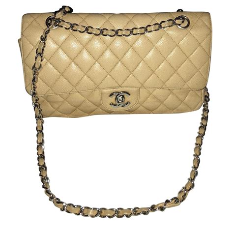 Timeless Chanel Handbags Beige Leather Ref55965 Joli Closet