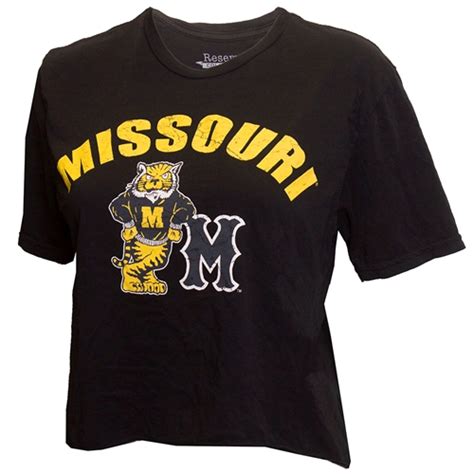 The Mizzou Store Missouri Retro Tiger M Black Crop T Shirt
