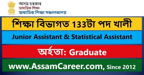 Dse Assam Recruitment Apply Online For Junior Assistant