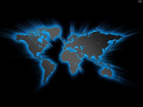 Hd Wallpaper World Map Poster Blue Abstract Illuminated Global