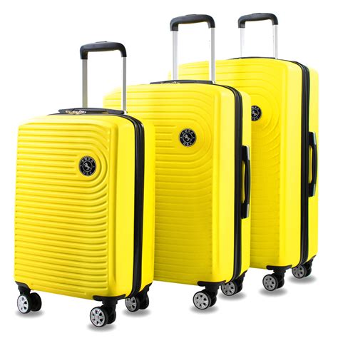 Spiral 3-Piece Yellow Expandable Spinner Luggage Set - Walmart.com - Walmart.com