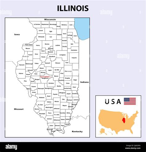 Illinois Map Political Map Of Illinois With Boundaries In White Color