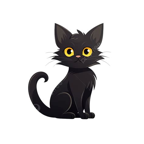 Black Cat Halloween Cat Character Cartoon Kitten Stock Vector