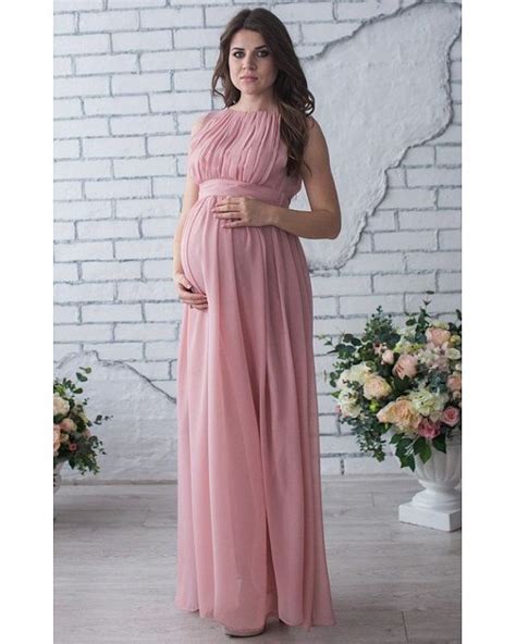 Maternity Maxi Dress Sleeveless Blush Rose Wedding By Dioriss Elegant