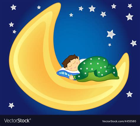 Baby Boy Sleeping On The Moon Royalty Free Vector Image