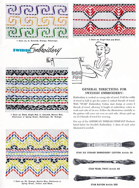 Swedish Embroidery Pattern Sheet Vintage Crafts And More Free Swedish
