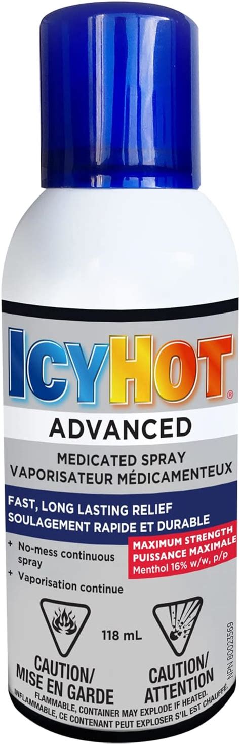 Icy Hot Advanced Medicated Spray 118ml Maximum Strength Pain Relief