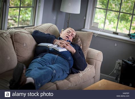 Old Man Sleeping In Living Stock Photos Old Man Sleeping In Living