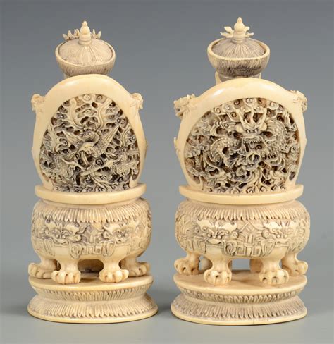 Lot 21: Pr. Chinese Carved Ivory Figures, Emperor & Empress | Case Antiques