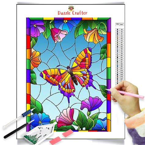 Stained Glass Butterfly Diamond Painting Kit Stained Glass Butterfly