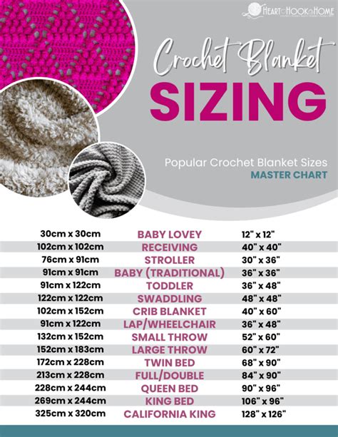 Crochet Blanket Sizing Charts Heart Hook Home