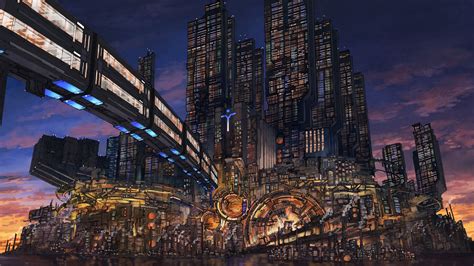 Download 1920x1080 Fantasy City Sci Fi Skyscrapers