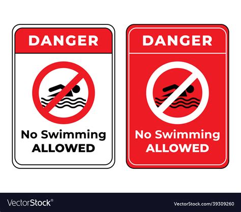 Caution No Swimming Allowed Sign In Easy To Use Vector Image