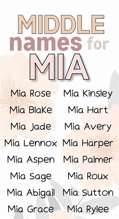 195 Cool Middle Names For Mia The Ultimate List For 2024