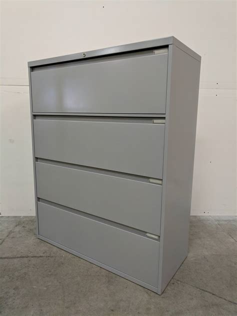 Gray Gray Steelcase 4 Drawer Lateral Filing Cabinet 42 Inch Wide By
