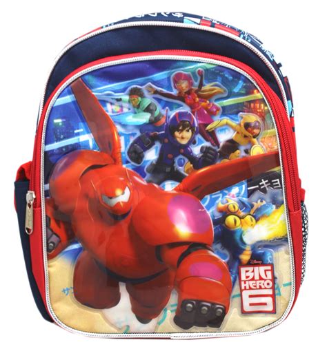 Disneys Big Hero 6 Vinyl Front Cover Rednavy Kids Mini Backpack 10in