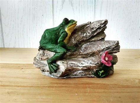 Frog On A Rock Figurinegarden Decorgarden Figurinepond Etsy