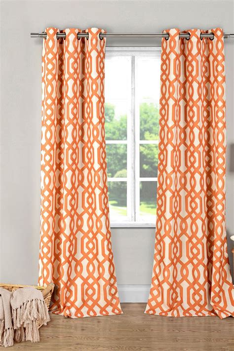 Ashmont Printed Textured Panel Curtains Set Of 2 Orange Panel
