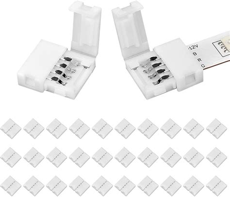 30packs 4 Pin Led Strip Connectors Unwired Solderless Led Light Connectors For 10mm Smd5050 Rgb