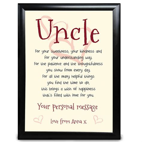 Personalised Uncle Poem With Names Ts Birthday Christmas Thank You