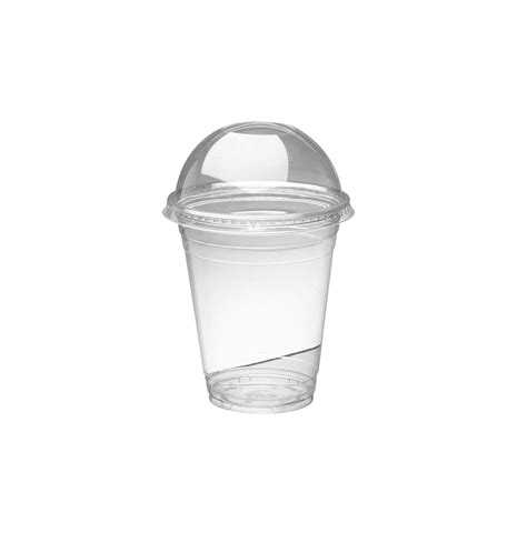Plastic Juice Cup PET Clear With Dome Lid Cosmoplast 50 Pcs 12oz