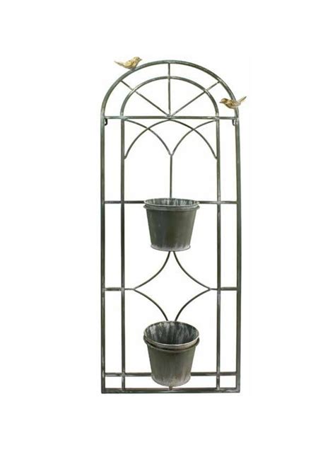 Metal Wall Planter With 2 Pots And Gold Birds Fairy Mount Gardens