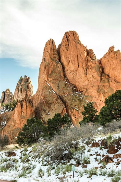 Garden Of The Gods Winter Snow Stock Image Image Of Outdoors
