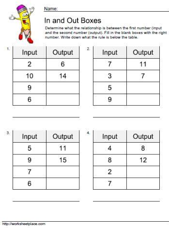 Use the middle column to show your work. Input Output Worksheet 2 | In a classroom | Pinterest | Worksheets, Math and Number patterns