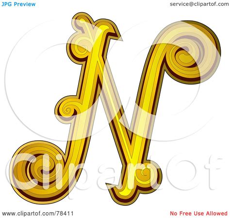 Royalty Free Rf Clipart Illustration Of An Elegant Gold Letter N By
