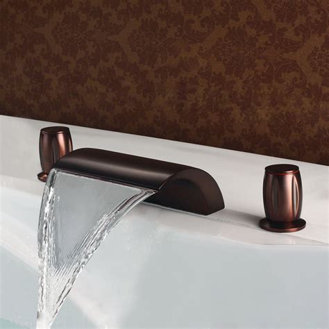 The waterfall style and stunning finish all of our faucets comes with a 5 year manufacturer warranty. Victoria Waterfall Bathtub Faucet Oil Rubbed Bronze ...