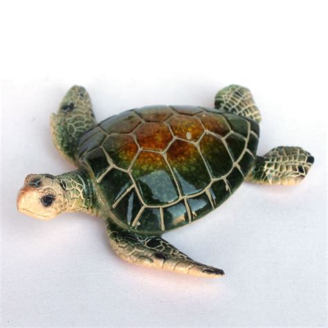 5 Green Resin Sea Turtle Figurine Nautical Sea Decor California