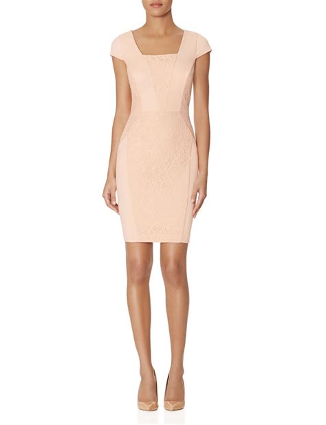 The Limited The Limited Square Neck Lace Sheath Dress Pink L Lookmazing