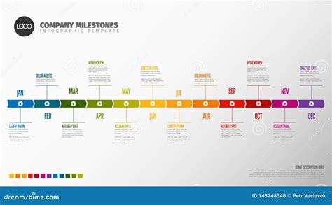 Full Year Timeline Template Stock Vector Illustration Of Infochart