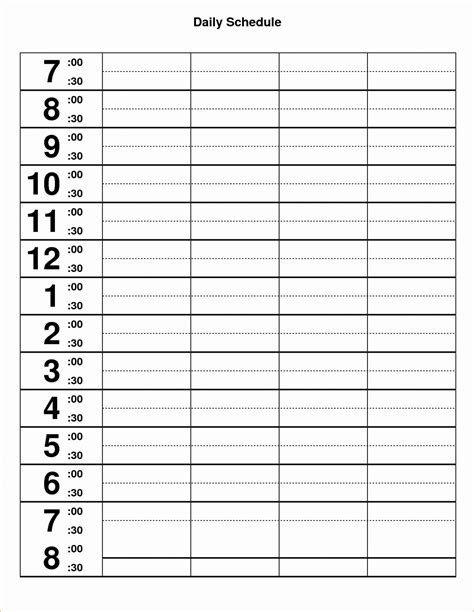 Minute Schedule Template Excel