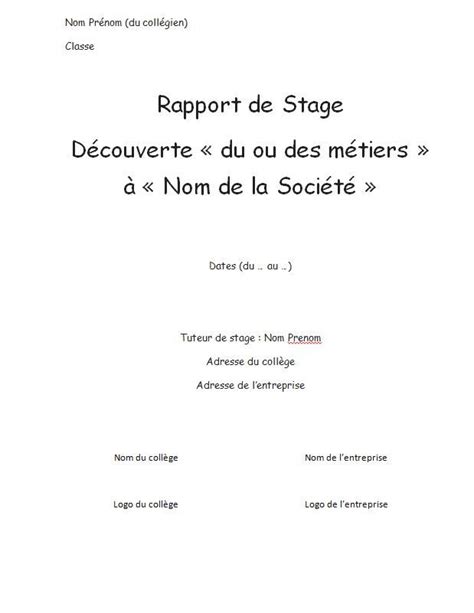 Exemple De Couverture Dun Rapport De Stage Financial Report