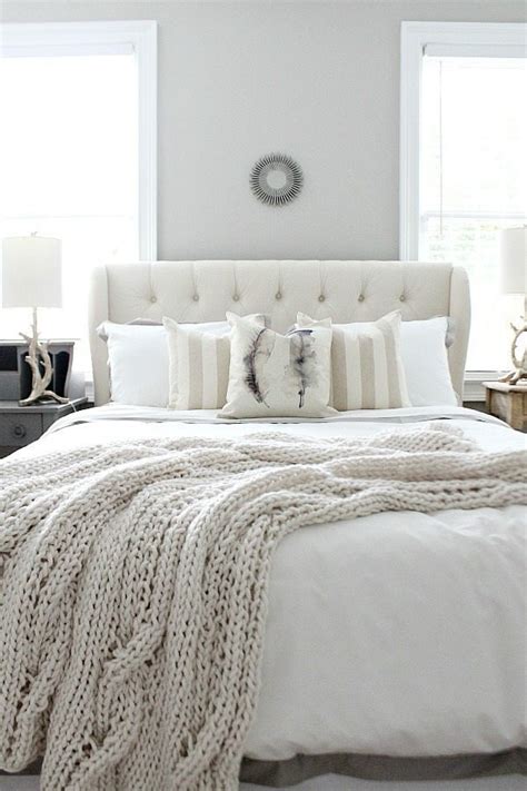 I will soon be switching out the faux fur pillows and flannel sheets for spring. 11 stunning farmhouse master bedrooms - Lolly Jane