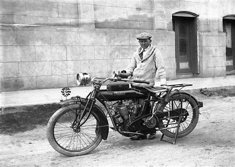 Classic Man Riding Early Indian Motorcycle Antique Photo Reprint