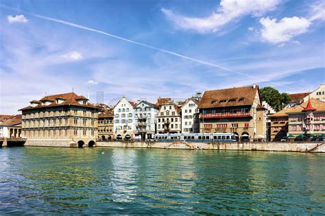 Town Hall At Limmat River Quay Zurich Stock Image Colourbox