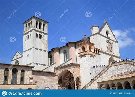 beautiful medieval assisi town as religios center of umbria italy basilica of st francis of