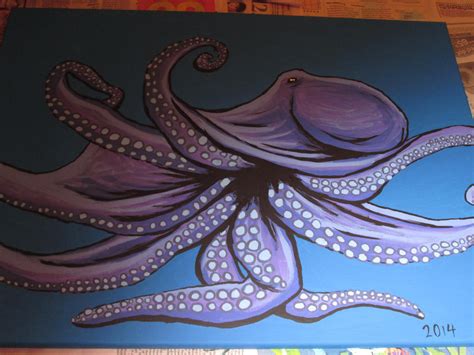 Large Purple Octopus Painting By Jadasartvision On Deviantart