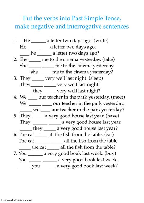 Simple Past Tense Interrogative Sentences Exercises Exercise